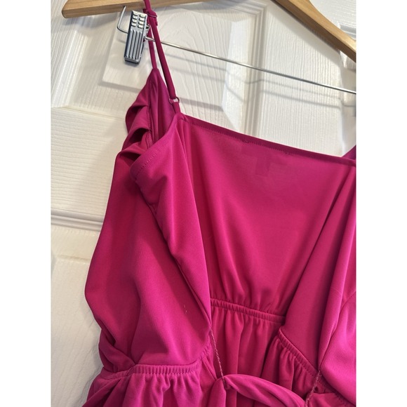 Express Women's Hot Pink V-Neck Spaghetti Strap W/ Bow Tank Top Blouse Size M - Picture 10 of 12